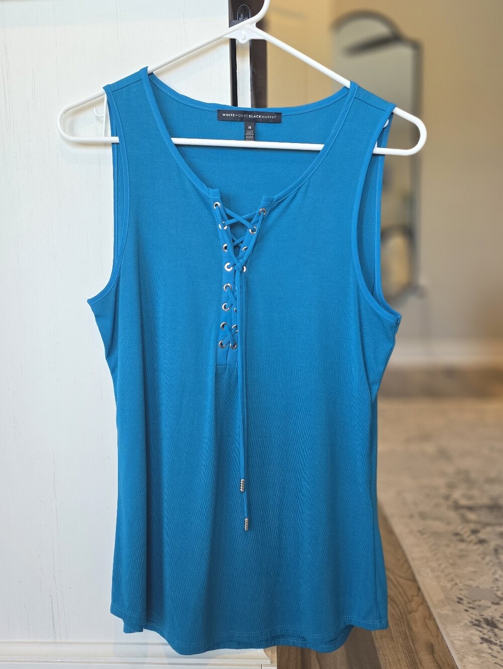 White House Black Market Teal Lace-Up Tank
